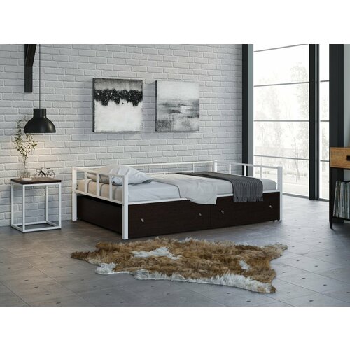 Кровать Арга 120 Белый ящики венге 14690₽