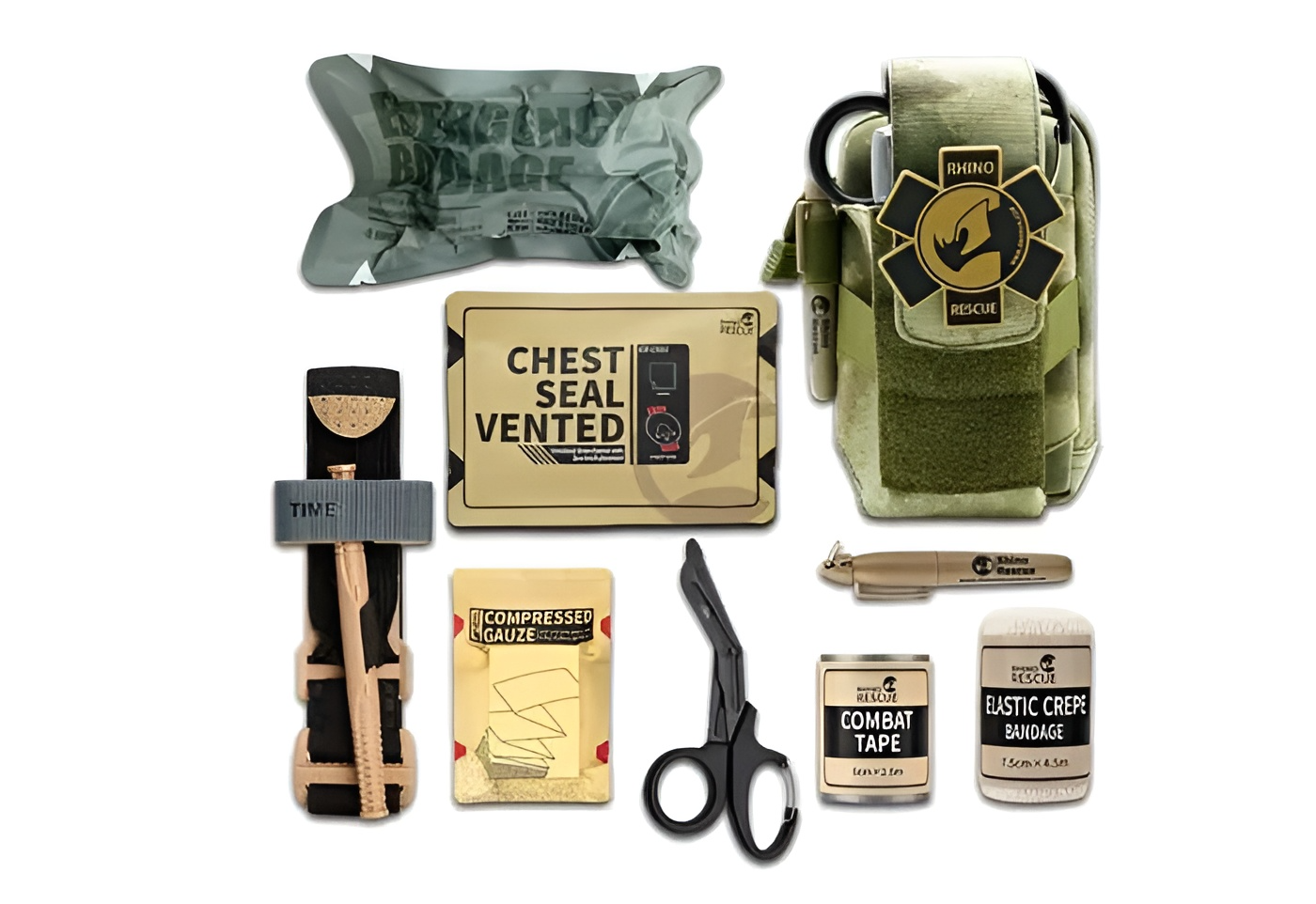 RHINO RESCUE Тактическая аптечка Tactical Bag Outdoor Molle Military (мох)/военная/медицинская/первая помощь/перевязка/раны/бинт/бандаж/жгут/подсумок