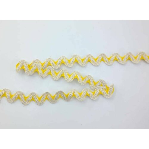 Тесьма-вьюнчик, 15 мм, льняной небеленый, с желтым, 25 метров