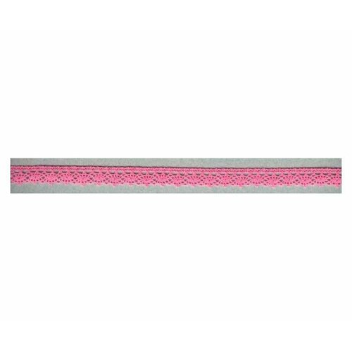 Мерсеризованное хлопковое кружево, 12 мм, цвет ярко-розовый, 30 метров