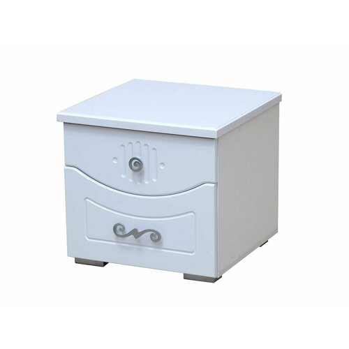 Тумба прикроватная Ольга-12 от Фант-Мебель с 2 ящ в спальню гостиную детскую 46х46х43 см Белый экспоБелый глянец 6100₽