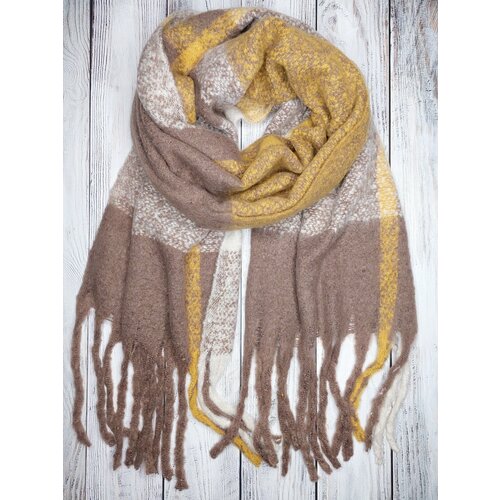 фото Шарф lavantti,190х50 см, one size, коричневый, белый