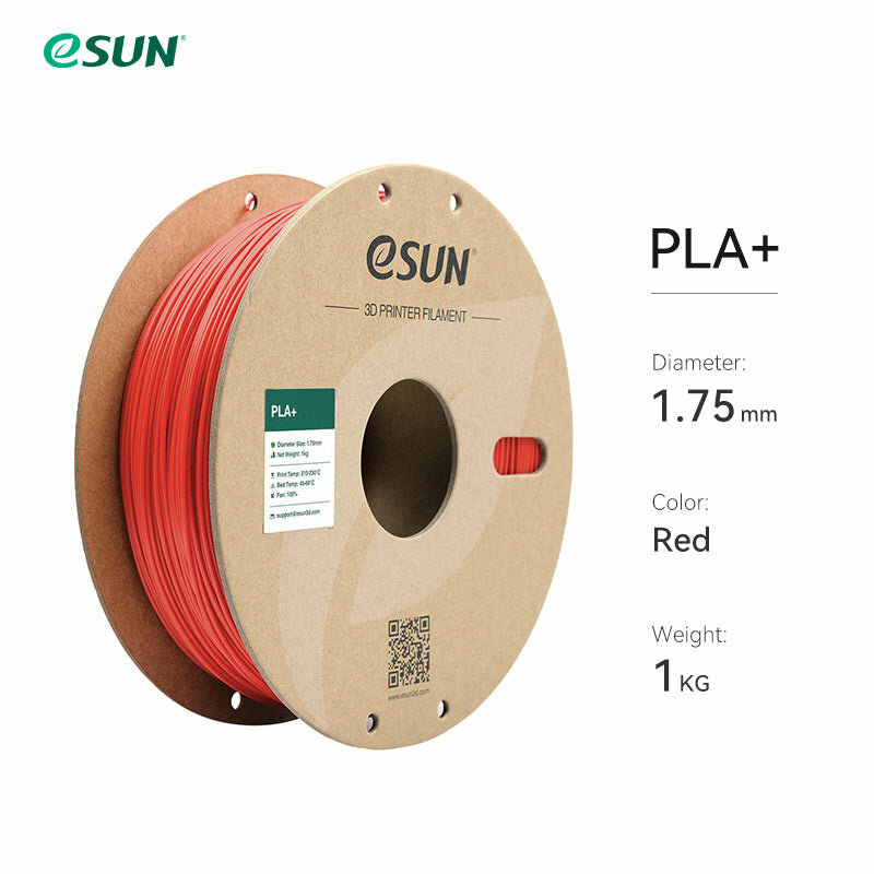 Филамент ESUN PLA+ для 3D принтера 1.75мм, красный 1 кг.