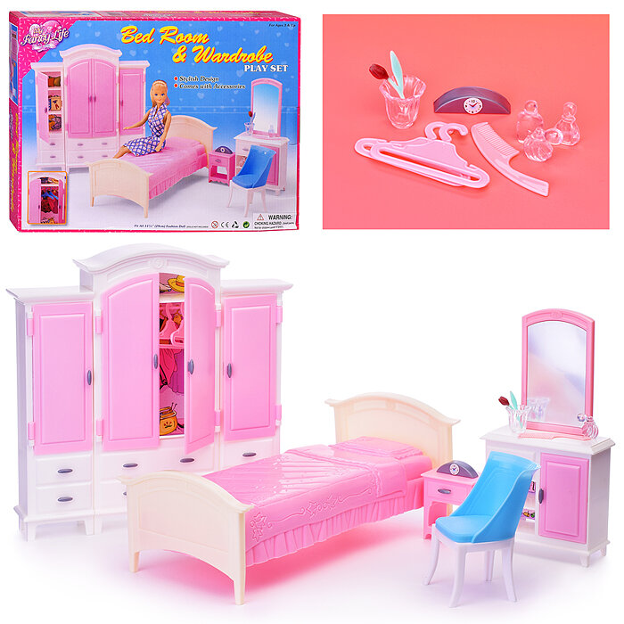 Набор мебели для кукол 24014 "Спальная комната" в королбке