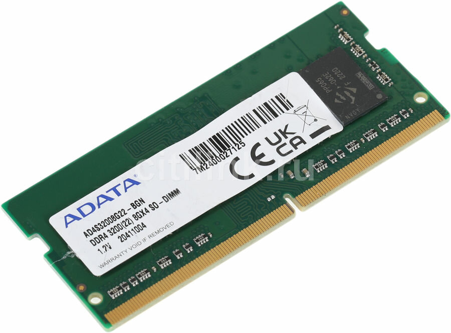 Оперативная память A-Data AD4S32008G22-BGN DDR4 - 1x 8ГБ 3200МГц, для ноутбуков (SO-DIMM), OEM