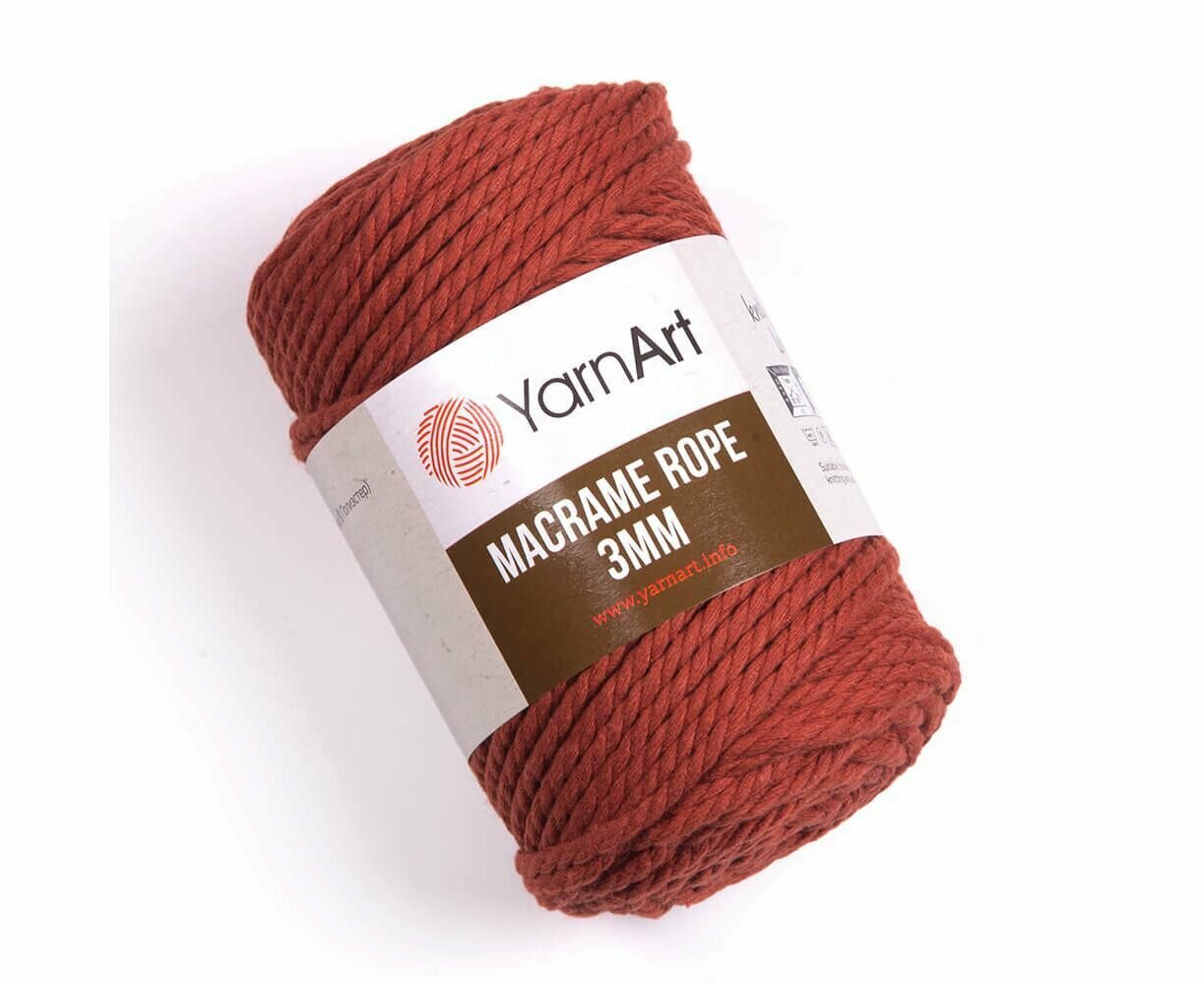 Пряжа YarnArt Macrame Rope 3mm - 1 шт, цвет 785 терракот (Ярнарт Макраме Ропе 3мм) Шнур для вязания, 250г, 63м, 60%хлопок 40%вискоза с полиэстером