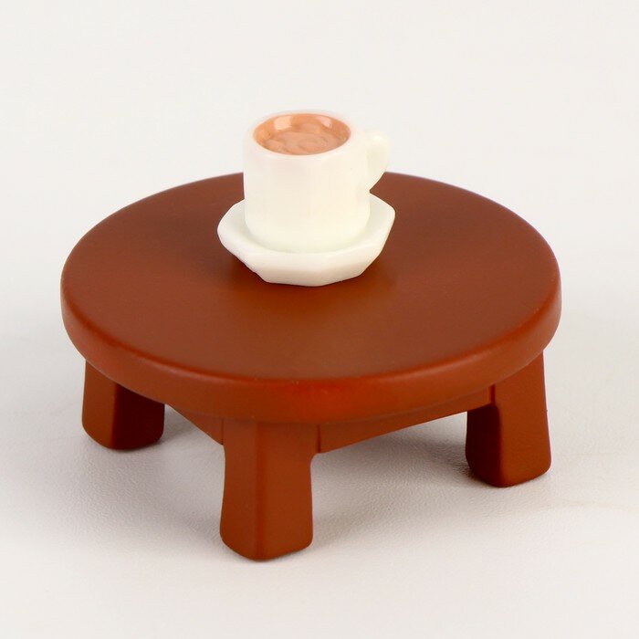Миниатюра кукольная «Столик с чашкой», набор 2 шт, размер 1 шт. — 3,5 × 3,5 × 2,5 см