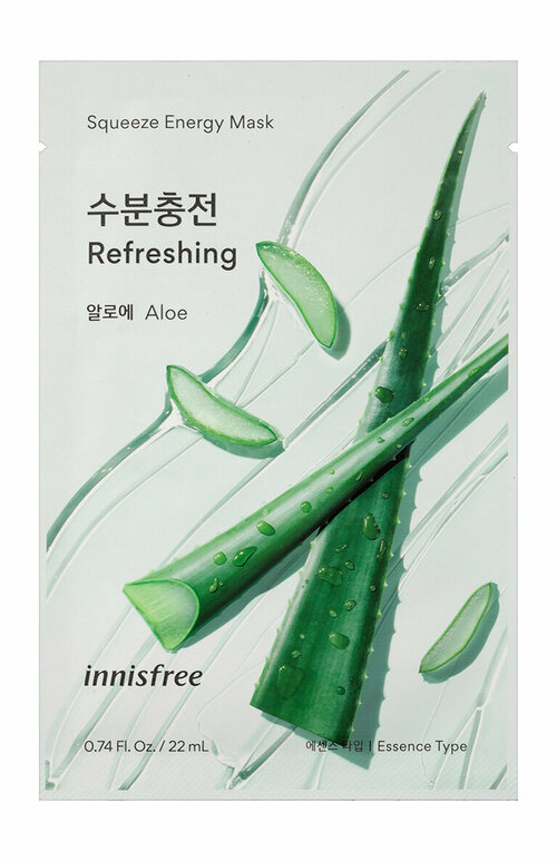 INNISFREE Squeeze Energy Маска для лица с алоэ, 22 мл