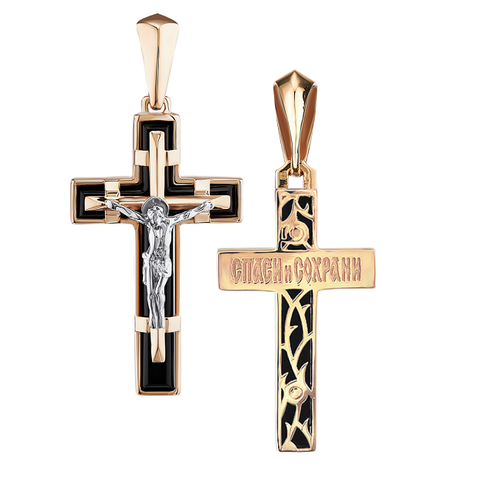 фото Подвеска золотая подкова, красное золото, 585 проба, агат