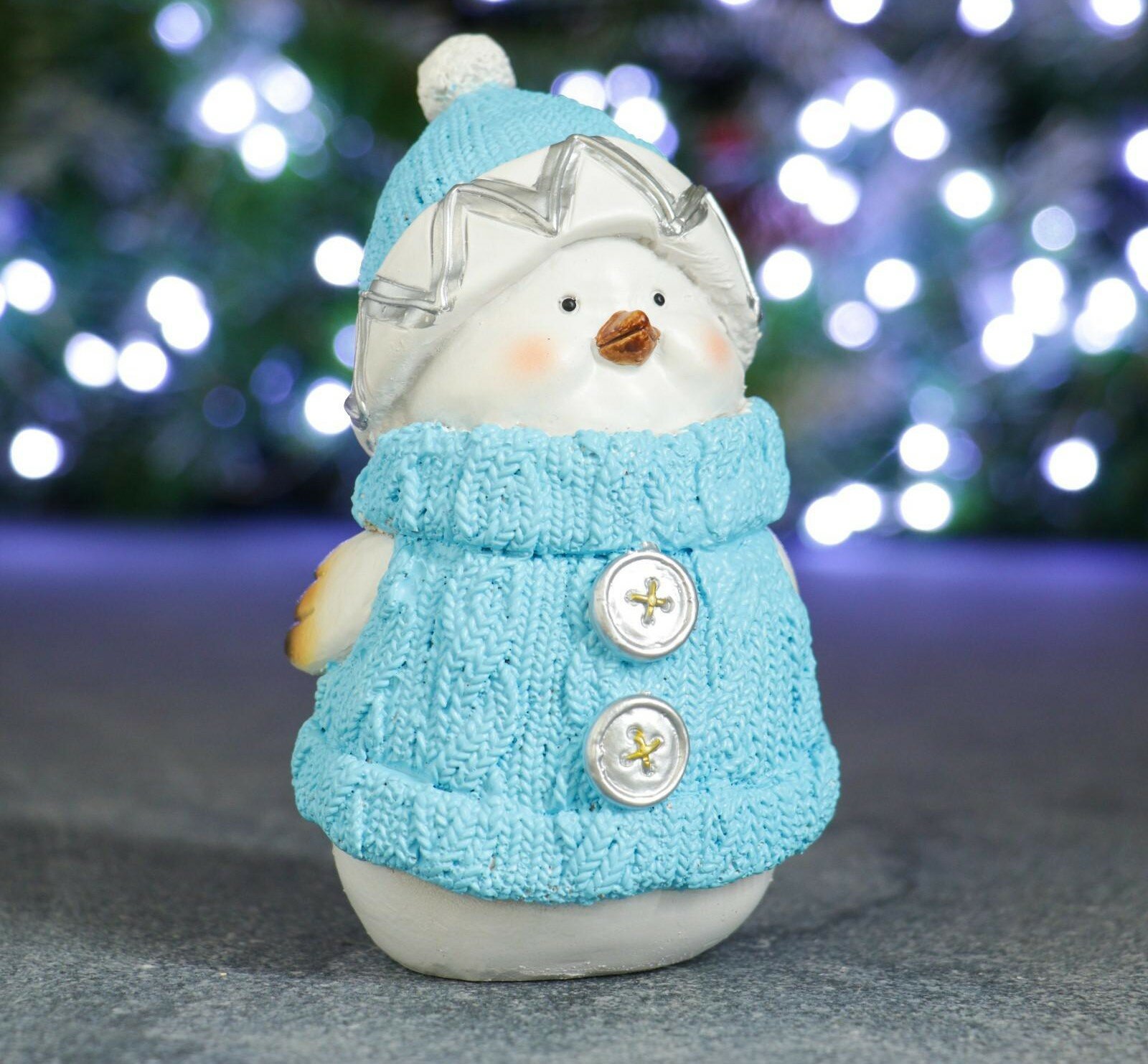 Фигура декоративная "Снегирь-мальчик"(голубой)L8W10H15см