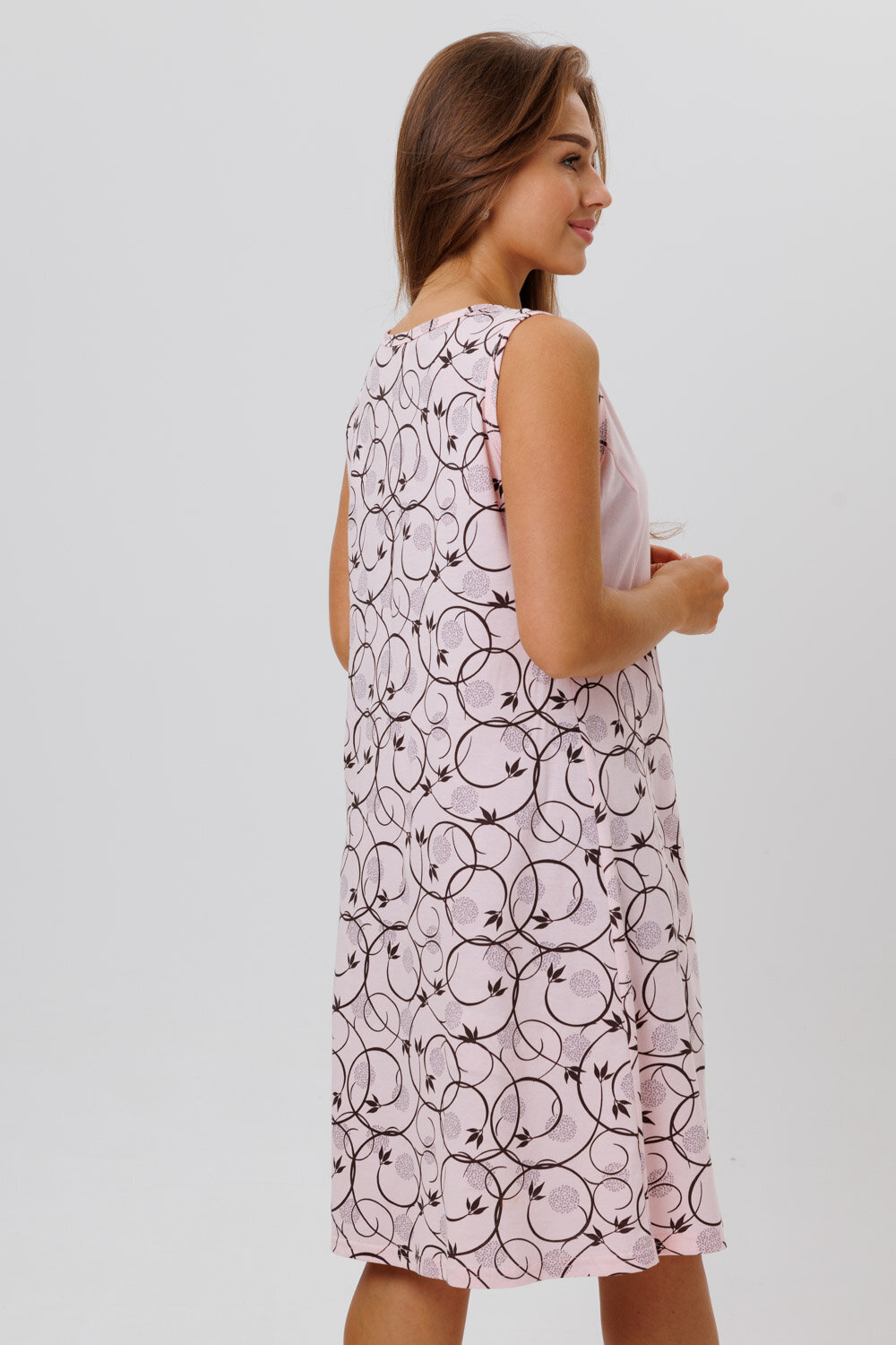 Сорочка Modellini средней длины, без рукава, размер 52, розовый - фотография № 8