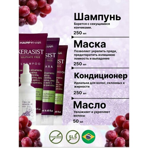 Шампунь + Маска + Кондиционер + Масло Happy Hair Kerasist