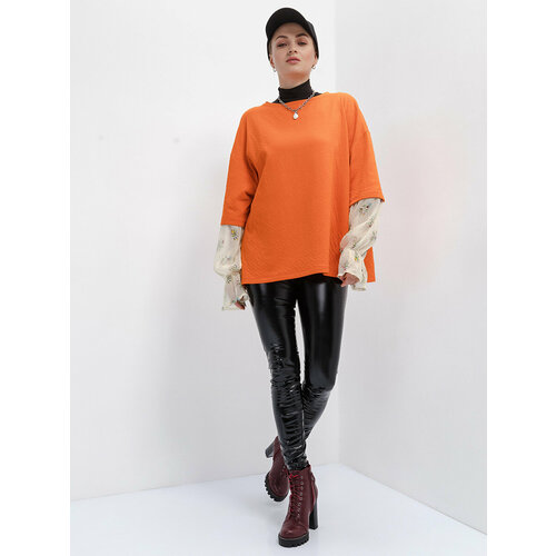 фото Лонгслив artwizard, размер 170-(88-92)-(96-100)/ s-m/ 44-46, белый, оранжевый