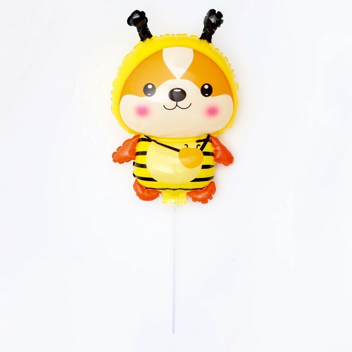 фото Шар фольгированный 19" «Пёсик в костюме пчёлки», с палочкой