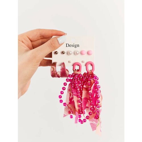 фото Комплект серег набор сережек бижутерия, пластик, жемчуг имитация стильный декор