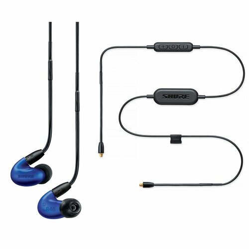 SHURE SE846-BLU+BT1. Вставные (затычки) Bluetooth наушники Shure с микрофоном, синие