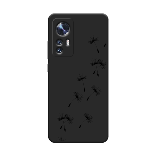 Матовый силиконовый чехол на Xiaomi 12S / Сяоми 12S Летящие одуванчики, черный силиконовый чехол на xiaomi 12s pro сяоми 12s про летящие одуванчики прозрачный