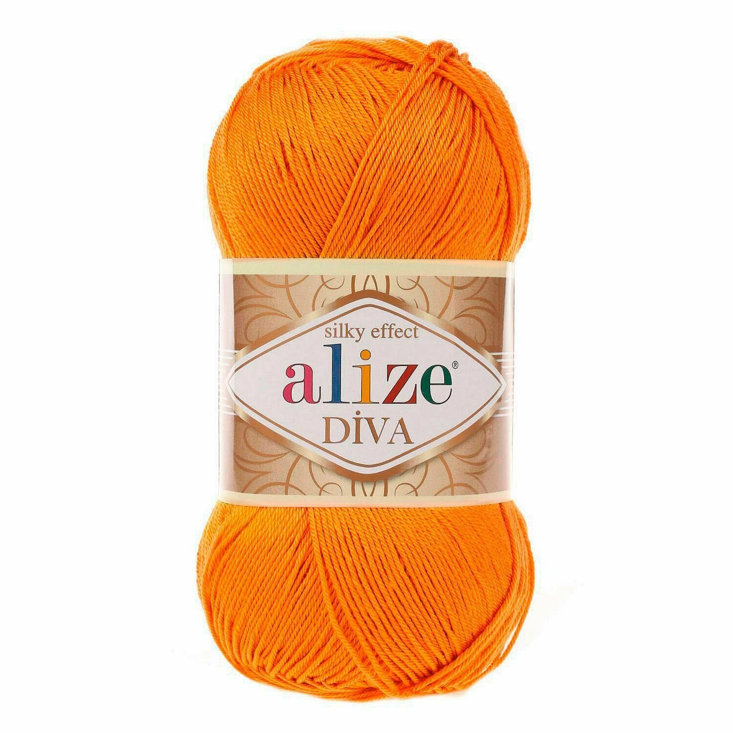 Пряжа ALIZE DIVA, оранжевый - 120, 100% микрофибра акрил, 5 мотков, 100 г, 350 м.
