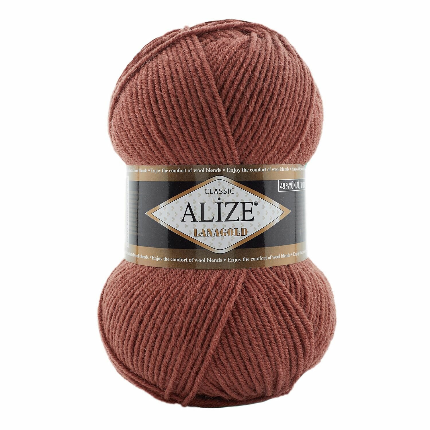 Пряжа для вязания ALIZE 'Lanagold' 100гр., 240м (49%шерсть, 51%акрил) (565 коричнево-красный), 5 мотков
