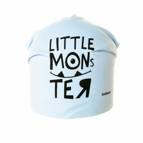 фото Шапка бини андерсен маленький монстр, размер 48-50, голубой