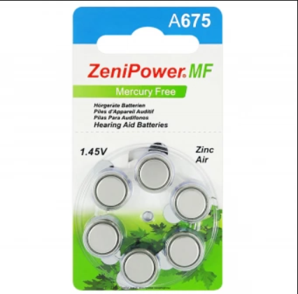 Набор батареек для слуховых аппаратов ZENIPOWER 675