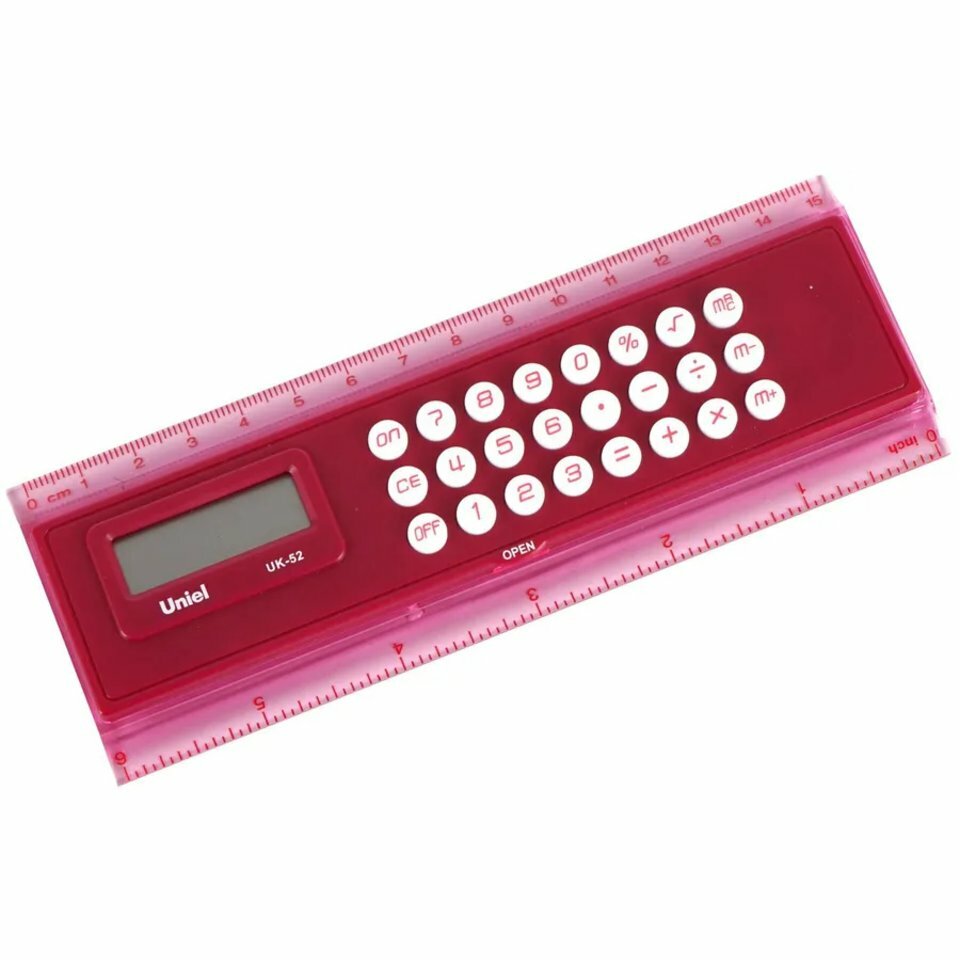 Калькулятор-линейка Uniel (красный)