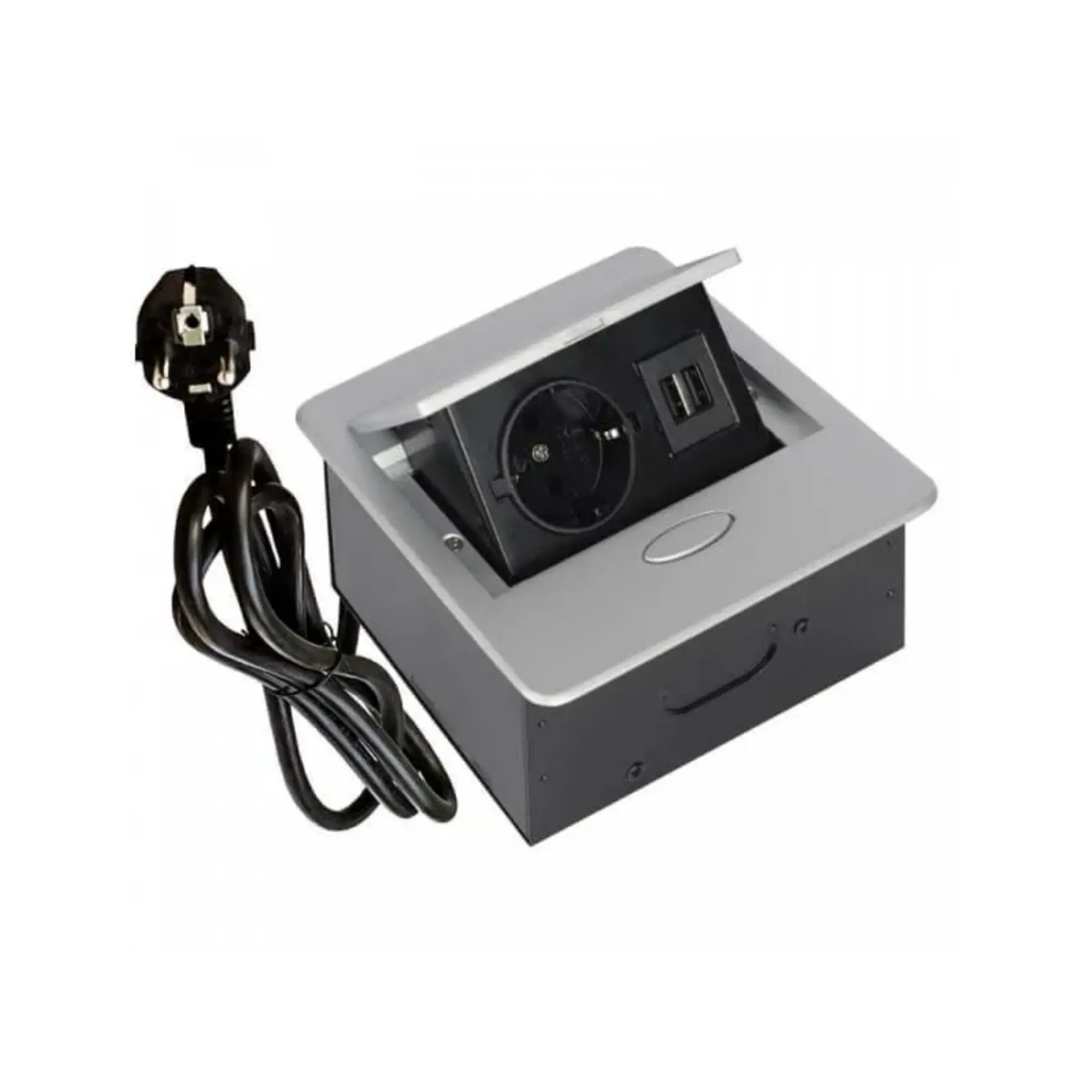 Удлинитель врезной AVARO 1 розетка AE-PB1SAVA-53 (Schuko), 2xUSB, серый, с проводом 1,5 метра GTV - фото №4