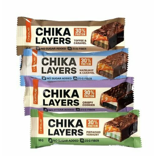 фото Протеиновый батончик chikalab chika layers (5ти слойный), микс 4 шт