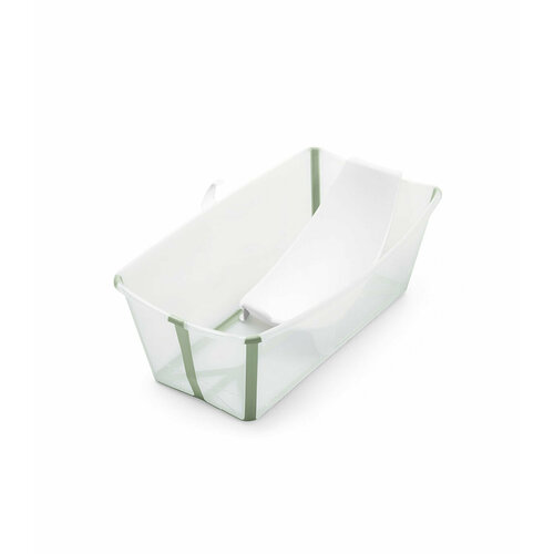 Ванночка с горкой Stokke Flexi Bath Bundle, Tub with Newborn Support, Transparent Green, прозрачный/зеленый ванночка stokke flexibath прозрачный голубой 39 л 30х24х66 см