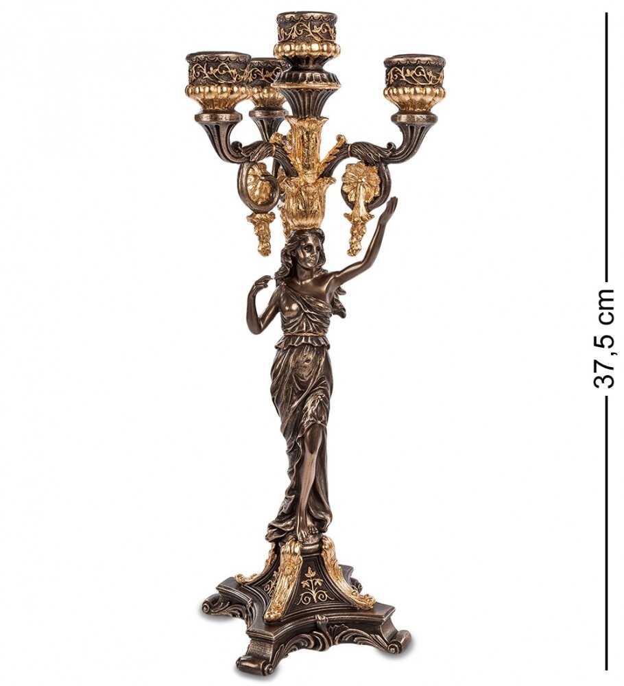 Канделябр в древнеримском стиле Veronese "Девушка" (bronze/gold) WS-689/ 2