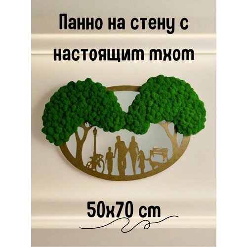Панно настенное из натурального мха для декора 60х60см