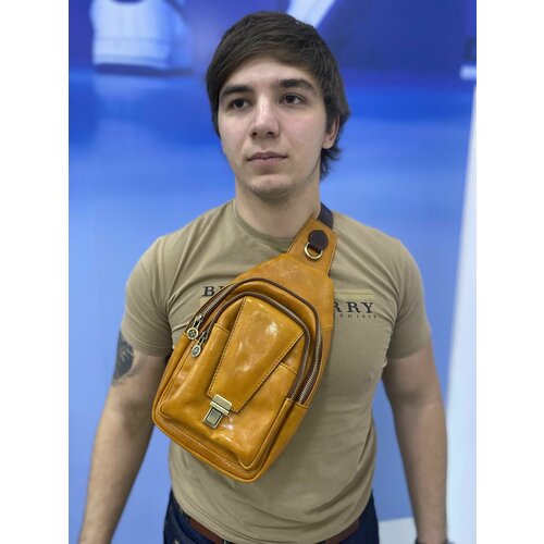 фото Сумка слинг , фактура гладкая, желтый нет бренда