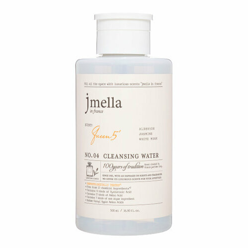 JMELLA IN FRANCE QUEEN 5' CLEANSING WATER Очищающая вода Альдегид, жасмин, белый мускус 500мл jmella in france blooming peony cleansing water очищающая вода мандарин розовый пион белый мускус