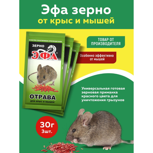 Комплект Эфа зерно, приманка - отрава от грызунов, 30 г , 3 шт