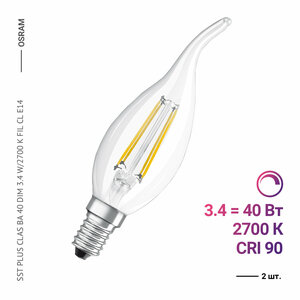 Osram / Ledvance SST PLUS CLAS BA 40 DIM 3.4 W/2700 K FIL CL E14 (2 шт)