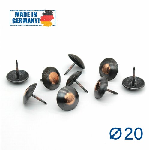 Гвозди мебельные декоративные, d 20 мм, 25шт, старая медь, 1503, для обивки и декора, HEICO