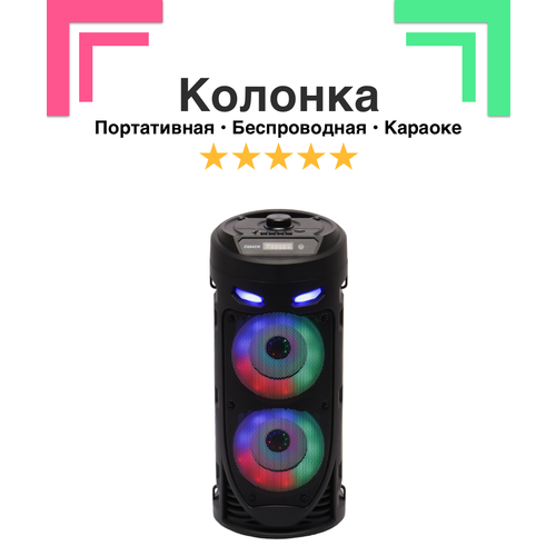 Колонка на дачу с подсветкой Party Time 4239, беспроводная портативная мощный басс радио блютуз, черная