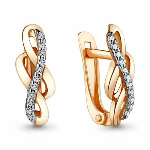 Серьги Trade Jewelry, красное золото, 585 проба, фианит, золотой