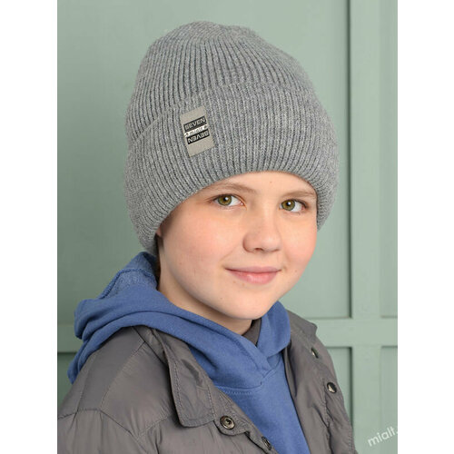 фото Шапка mialt, размер 52, серый