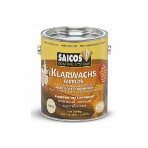 Бесцветный прозрачный воск Saicos Klarwachs для мебели во влажных помещениях 3002 прозрачный воск 0.75 л