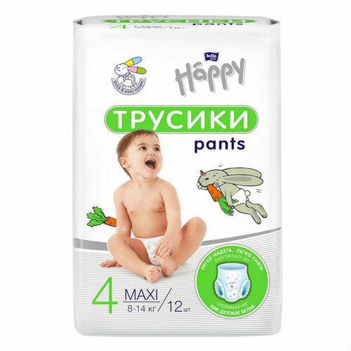 фото Bella подгузники-трусики детские baby happy maxi 8-14 кг, 12 шт tzmo group