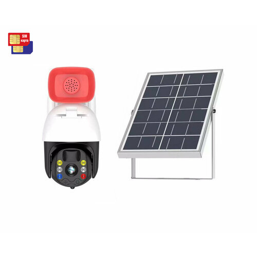 Уличная поворотная 4G Wi-Fi камера 4Mp LinkSolar Mod SE901-4MP 4G S19155APS с солнечной батареей микрофоном и сиреной с записью на карту памяти 1619000₽