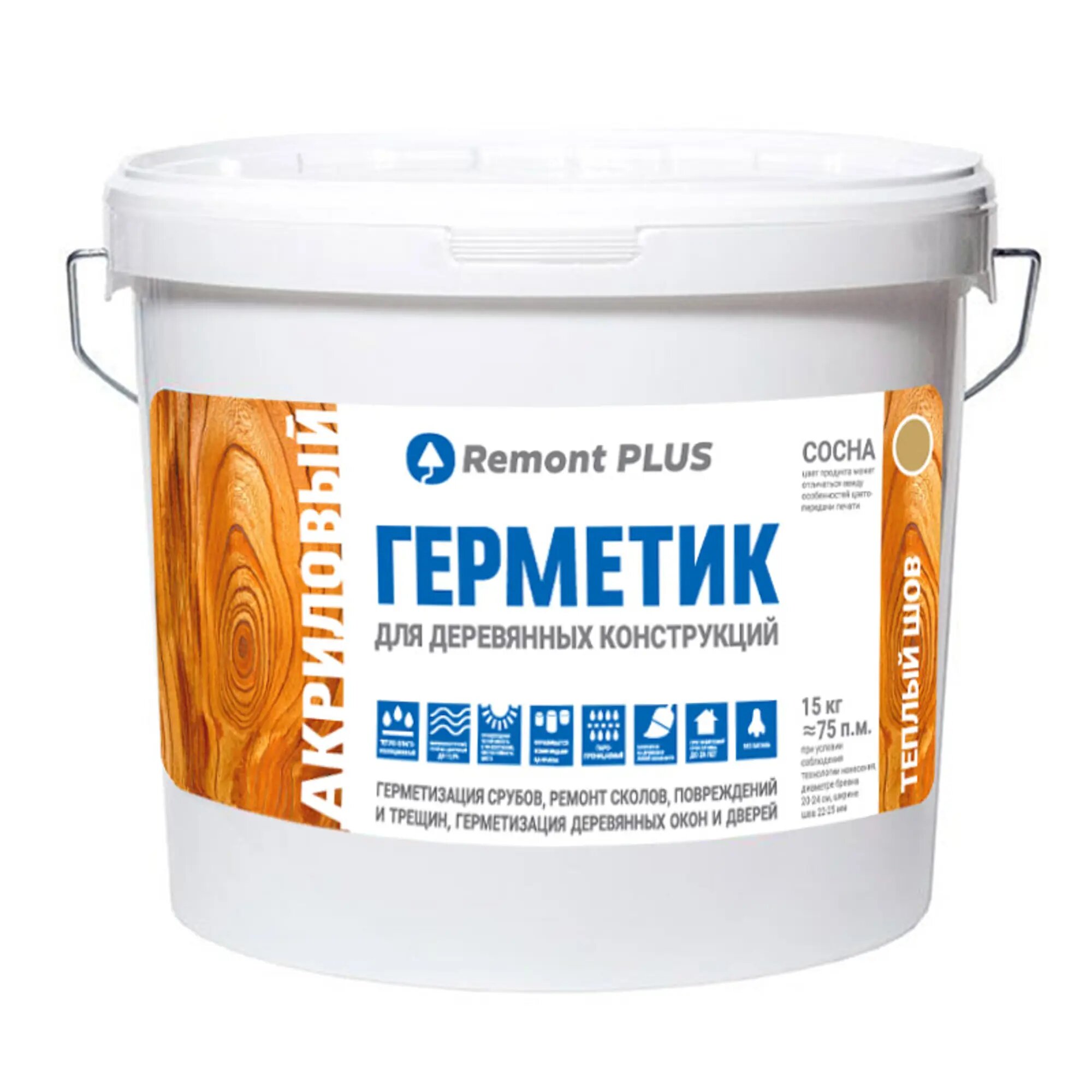 фото Шовный герметик для деревянных конструкций Remontplus сосна 10 л