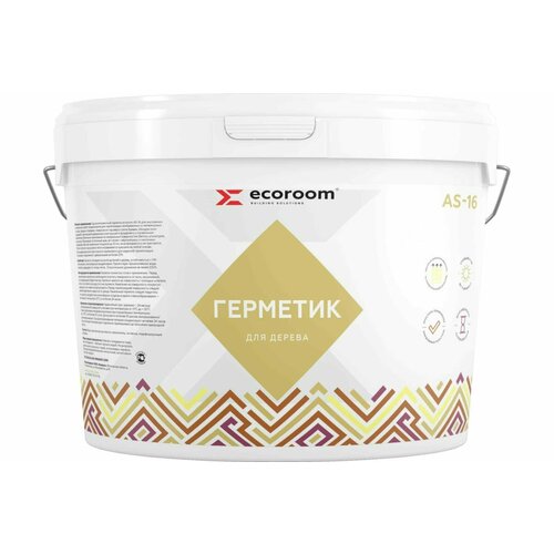 Акриловый герметик ECOROOM AS-16 для дерева, белый, 15 кг E-Герм-4189/15