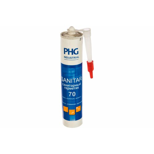 Силиконовый санитарный герметик PHG Industrial Sanitar белый 280 ml 448748 герметик phg nm 448746 силиконовый 0 28 мл