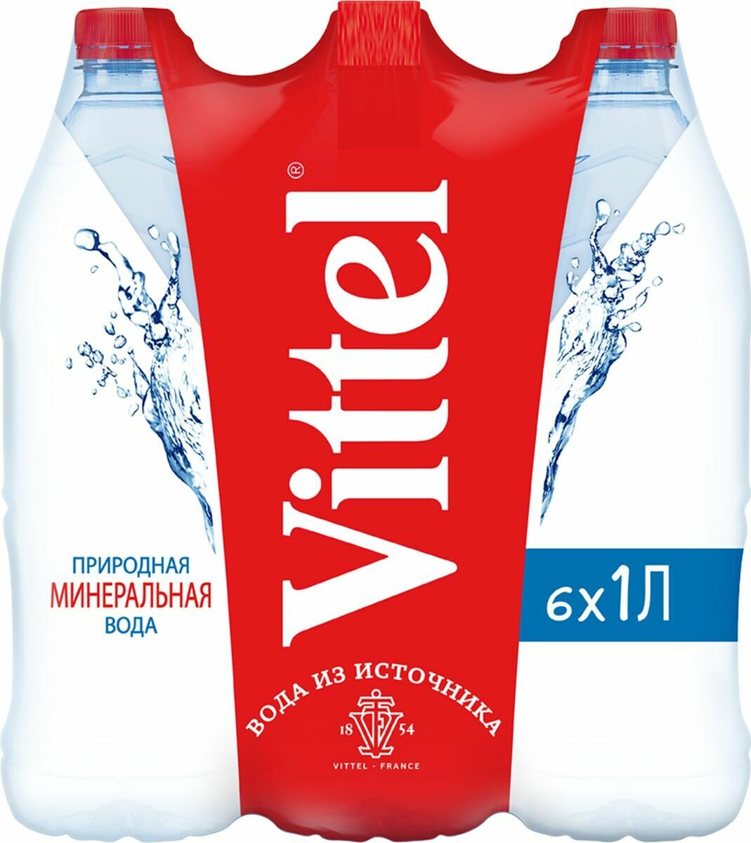 Вода Vittel минеральная, без газа, 1 л х 6 шт