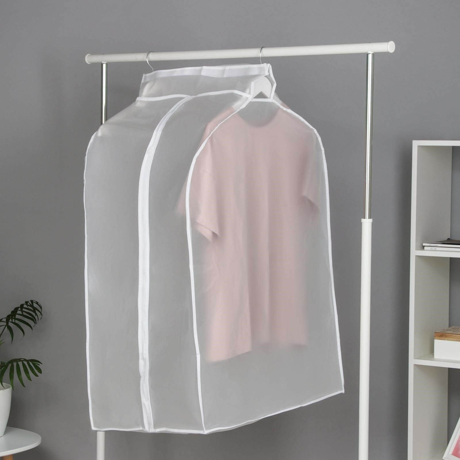 Чехол для одежды 60×90×50 см, PEVA, цвет белый - фотография № 11