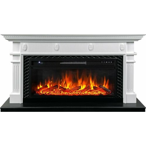 Каминокомплект Royal Flame Carlyle - Белый с черным с очагом Vision 42 LOG LED royal flame электрический камин royal flame lindos graphite grey ширина 1520мм с очагом vision 42 log led