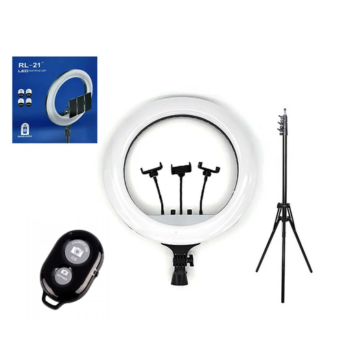 Светодиодная кольцевая лампа RL-21 профессиональная кольцевая LED-лампа 54 см усиленный штатив блютуз пульт для телефона 729000₽
