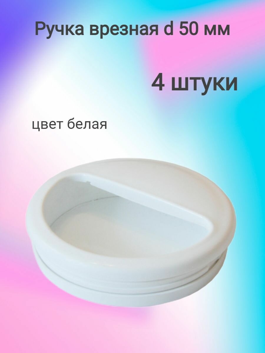 Врезная мебельная ручка ФурниМания, полипропилен, диаметр 50мм, 4 шт